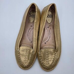 Sofft Women’s Gold Leather Slip On Loafers Sz 9.5M